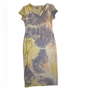 See You Monday - Dye Pastel multi Colors Bodycon Midi Women’s Dress | Size- L